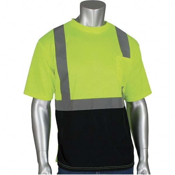 PIP - Size 4XL Black & Hi-Vis Yellow High Visibility Short Sleeve T-Shirt - Industrial Tool & Supply