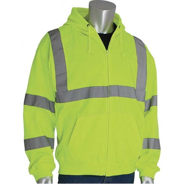 PIP - Size 4XL Hi-Vis Yellow High Visibility Long Sleeve Sweatshirt - Industrial Tool & Supply