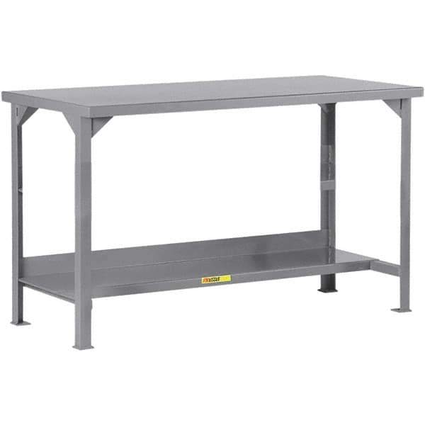 Little Giant - 60 Wide x 30" Deep x 36" High, 12 Gauge Steel Workbench - 12 Gauge Steel Top, Fixed Legs, Gray - Industrial Tool & Supply