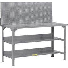 Little Giant - 72 Wide x 30" Deep x 36" High, 12 Gauge Steel Workbench - 12 Gauge Steel Top, Fixed Legs, Gray - Industrial Tool & Supply