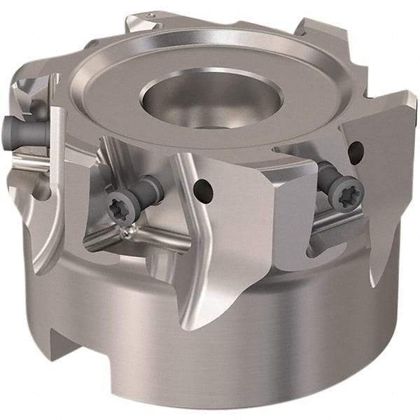 Seco - 6 Inserts, 63mm Cut Diam, 27mm Arbor Diam, 12mm Max Depth of Cut, Indexable Square-Shoulder Face Mill - 90° Lead Angle, 40mm High, LOEX12 Insert Compatibility, Through Coolant, Series 220.94-12 - Industrial Tool & Supply