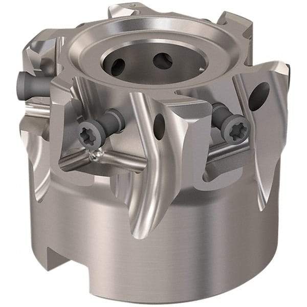 Seco - 6 Inserts, 50mm Cut Diam, 22mm Arbor Diam, 12mm Max Depth of Cut, Indexable Square-Shoulder Face Mill - 90° Lead Angle, 40mm High, LOEX12 Insert Compatibility, Through Coolant, Series 220.94-12 - Industrial Tool & Supply