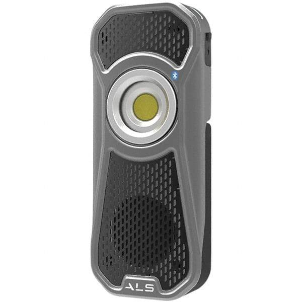 Advanced Lighting Systems - 3.7 Volt, Aluminum Audio Work Light - 600 Lumens, Rechargeable Battery, LED Lamp - Industrial Tool & Supply