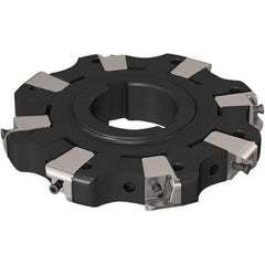 Seco - Arbor Hole Connection, 0.669" Cutting Width, 32.9mm Depth of Cut, 125mm Cutter Diam, 40mm Hole Diam, 4 Tooth Indexable Slotting Cutter - R335.25 Toolholder, XNHQ 1407 Insert, Neutral Cutting Direction - Industrial Tool & Supply