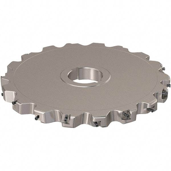 Seco - Arbor Hole Connection, 0.787" Cutting Width, 88.45mm Depth of Cut, 250mm Cutter Diam, 50mm Hole Diam, 9 Tooth Indexable Slotting Cutter - R335.25 Toolholder, XNHQ 12 Insert, Neutral Cutting Direction - Industrial Tool & Supply