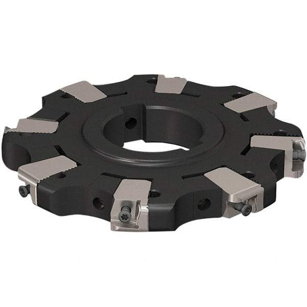 Seco - Arbor Hole Connection, 17/32" Cutting Width, 32.92mm Depth of Cut, 125mm Cutter Diam, 40mm Hole Diam, 4 Tooth Indexable Slotting Cutter - R335.25 Toolholder, XNHQ 1407 Insert, Neutral Cutting Direction - Industrial Tool & Supply