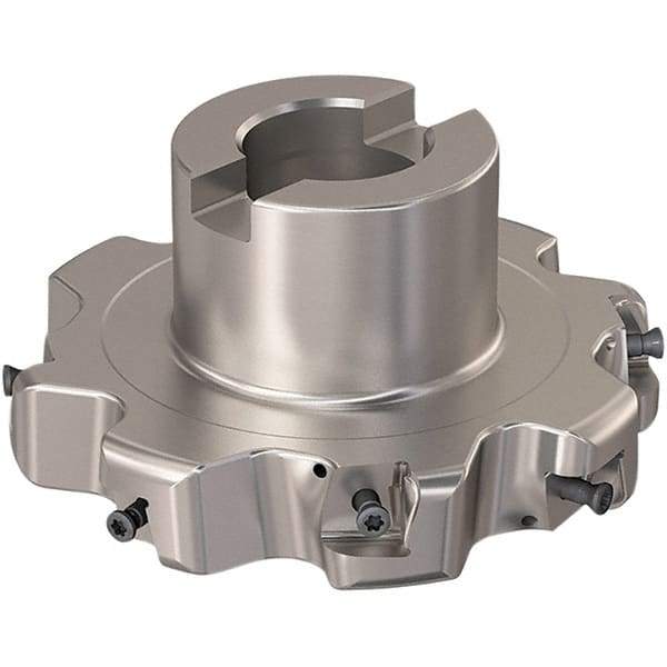 Seco - Shell Mount Connection, 0.787" Cutting Width, 25.31mm Depth of Cut, 100mm Cutter Diam, 27mm Hole Diam, 4 Tooth Indexable Slotting Cutter - R335.25 Toolholder, XNHQ 12 Insert, Right Hand Cutting Direction - Industrial Tool & Supply