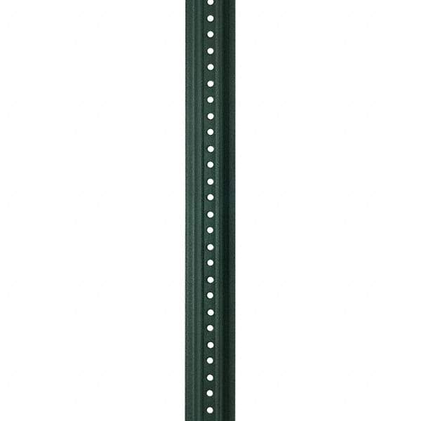 Nucor - 7' High, Powder Coated Traffic Sign Post - Steel, 3/8" Hole Diam, Green - Industrial Tool & Supply