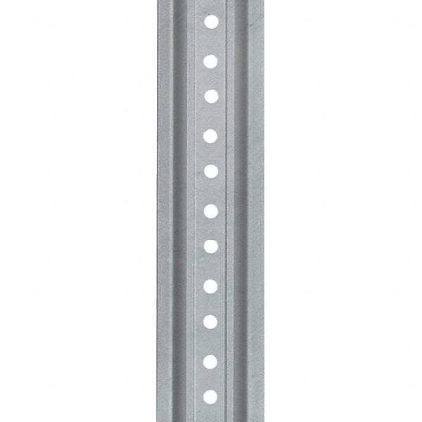 Nucor - 6' High, Galvanized Traffic Sign Post - Steel, 3/8" Hole Diam, Silver - Industrial Tool & Supply