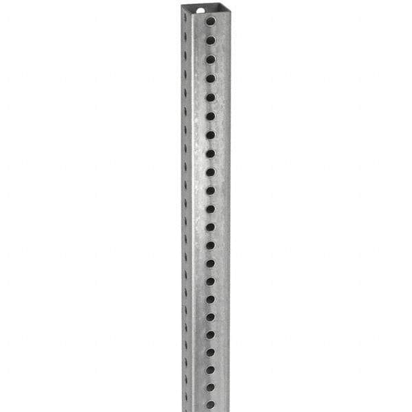 TAPCO - 12' High, Galvanized Traffic Sign Post - Steel, 7/16" Hole Diam, Silver - Industrial Tool & Supply