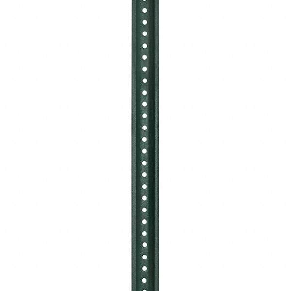 Nucor - 7' High, Powder Coated Traffic Sign Post - Steel, 3/8" Hole Diam, Green - Industrial Tool & Supply