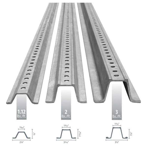 Nucor - 10' High, Galvanized Traffic Sign Post - Steel, 3/8" Hole Diam, Silver - Industrial Tool & Supply
