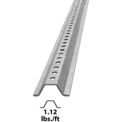 Nucor - 7' High, Galvanized Traffic Sign Post - Steel, 3/8" Hole Diam, Silver - Industrial Tool & Supply