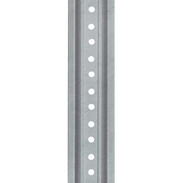 Nucor - 8' High, Galvanized Traffic Sign Post - Steel, 3/8" Hole Diam, Silver - Industrial Tool & Supply