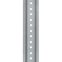 Nucor - 8' High, Galvanized Traffic Sign Post - Steel, 3/8" Hole Diam, Silver - Industrial Tool & Supply