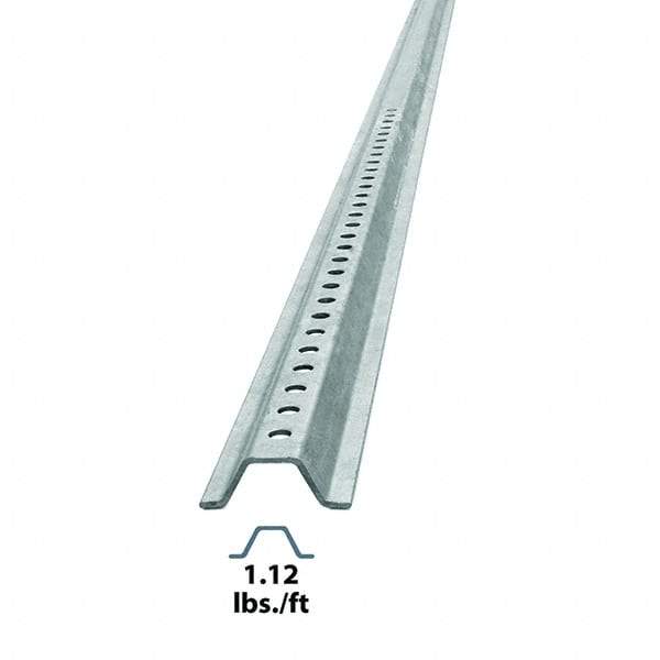 Nucor - 6' High, Galvanized Traffic Sign Post - Steel, 3/8" Hole Diam, Silver - Industrial Tool & Supply