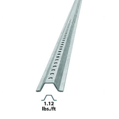 Nucor - 6' High, Galvanized Traffic Sign Post - Steel, 3/8" Hole Diam, Silver - Industrial Tool & Supply
