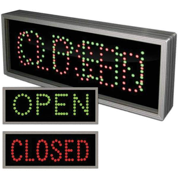 TAPCO - "Open/Closed", 7" Wide x 18" High, Aluminum Signal - Red/Green/Black, Rectangle, Wall Mount - Industrial Tool & Supply