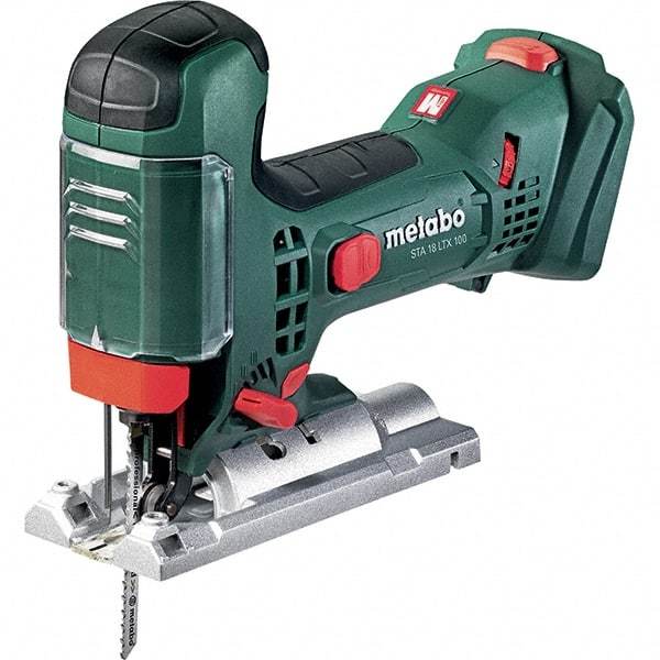 Metabo - 18 Volt, 550 to 2,800 SPM, 13/16" Stroke Length, Lithium-Ion Cordless Jigsaw - 45° Cutting Angle, Series 18V LiHD - Industrial Tool & Supply