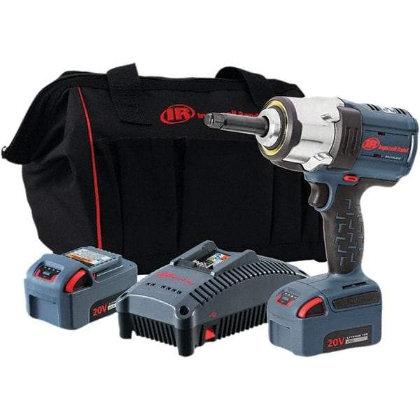 Ingersoll-Rand - 1/2" Drive 20 Volt Pistol Grip Cordless Impact Wrench & Ratchet - 0 to 1,900 RPM, 0 to 2,450 BPM, 1,500 Ft/Lb Torque, 2 Lithium-Ion Batteries - Industrial Tool & Supply