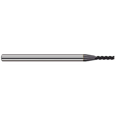 Square End Mill: 3/16'' Dia, 1'' LOC, 3/16'' Shank Dia, 3'' OAL, 4 Flutes, Solid Carbide Single End, AlTiN Finish, 34 ° Variable Helix, Centercutting, RH Cut, RH Flute