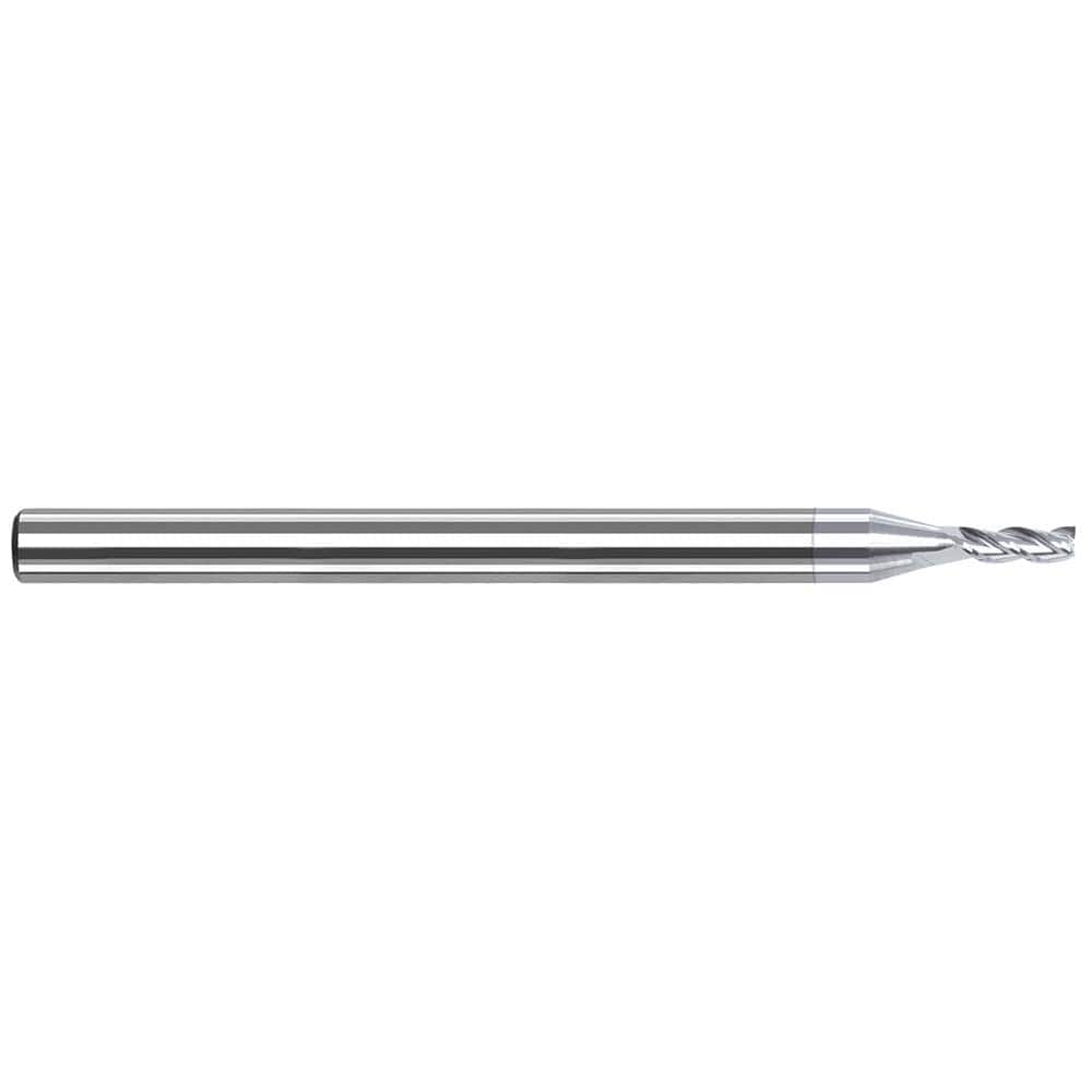 Square End Mill: 3/32'' Dia, 1/2'' LOC, 1/8'' Shank Dia, 2-1/2'' OAL, 3 Flutes, Solid Carbide Single End, TiB2 Finish, 42 ° Variable Helix, Centercutting, RH Cut, RH Flute