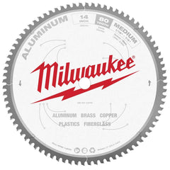 Milwaukee Tool - Wet & Dry-Cut Saw Blades; Blade Diameter (Inch): 14 ; Blade Material: Carbide-Tipped ; Arbor Style: Standard Round ; Arbor Hole Diameter (mm): 20.00 ; Application: Non-Ferrous Metal Cutting ; Number of Teeth: 80 - Exact Industrial Supply