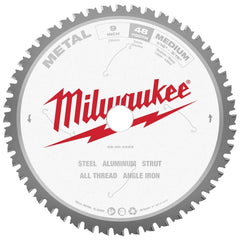 Milwaukee Tool - Wet & Dry-Cut Saw Blades; Blade Diameter (Inch): 9 ; Blade Material: Carbide-Tipped ; Arbor Style: Standard Round ; Arbor Hole Diameter (Inch): 1 ; Arbor Hole Diameter (Decimal Inch): 1 ; Application: Ferrous Metal Cutting - Exact Industrial Supply