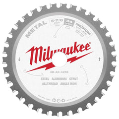 Milwaukee Tool - Wet & Dry-Cut Saw Blades; Blade Diameter (Inch): 5-7/8 ; Blade Material: Carbide-Tipped ; Arbor Style: Standard Round ; Arbor Hole Diameter (mm): 20.00 ; Application: Ferrous Metal Cutting ; Number of Teeth: 34 - Exact Industrial Supply