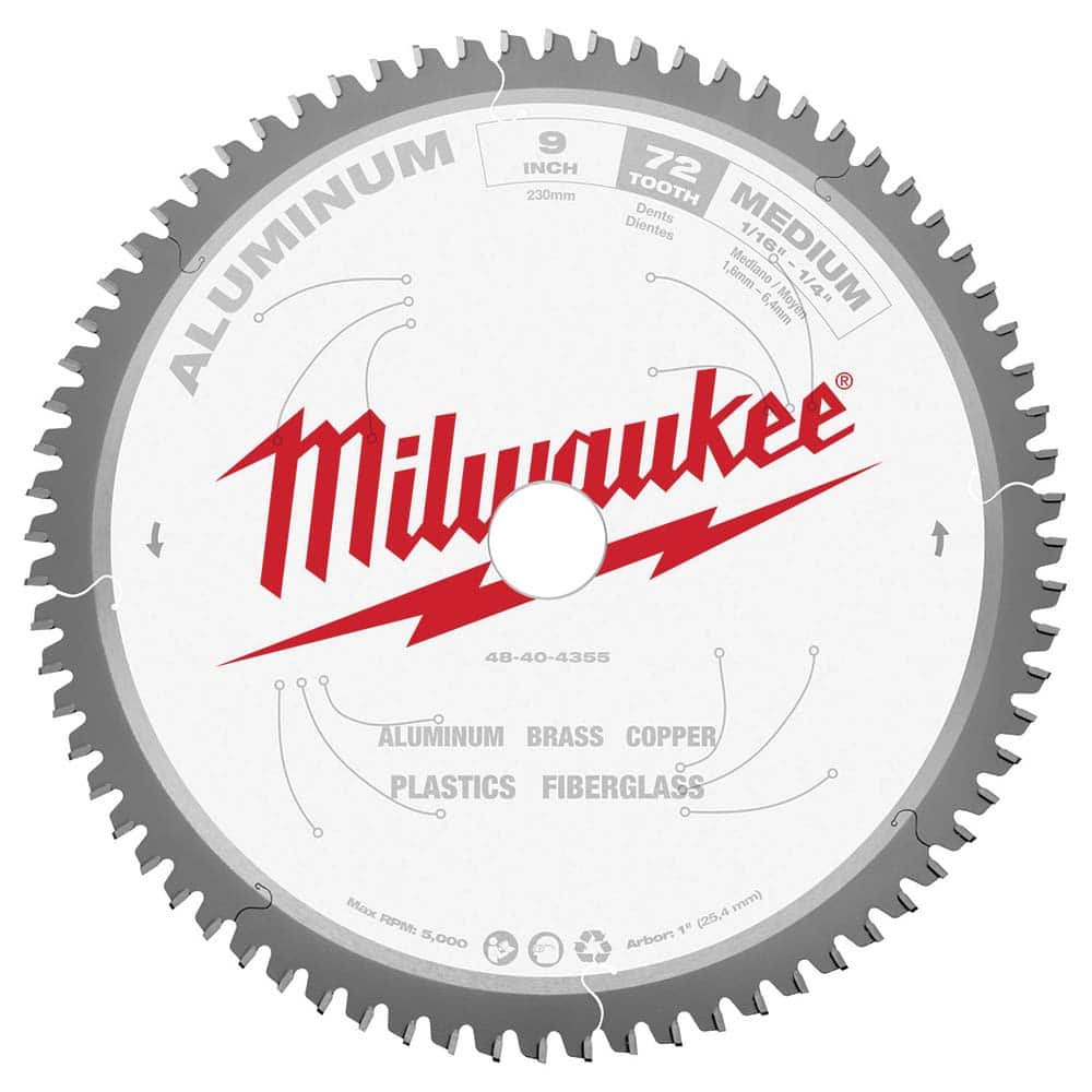 Milwaukee Tool - Wet & Dry-Cut Saw Blades; Blade Diameter (Inch): 7-1/4 ; Blade Material: Carbide-Tipped ; Arbor Style: Standard Round ; Arbor Hole Diameter (Inch): 1 ; Arbor Hole Diameter (Decimal Inch): 1 ; Application: Non-Ferrous Metal Cutting - Exact Industrial Supply