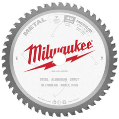 Milwaukee Tool - Wet & Dry-Cut Saw Blades; Blade Diameter (Inch): 7 ; Blade Material: Carbide-Tipped ; Arbor Style: Standard Round ; Arbor Hole Diameter (mm): 20.00 ; Application: Ferrous Metal Cutting ; Number of Teeth: 40 - Exact Industrial Supply
