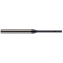 Square End Mill: 0.039'' Dia, 0.117'' LOC, 1/8'' Shank Dia, 1-1/2'' OAL, 4 Flutes, Solid Carbide Single End, AlTiN Finish, 30 ° Helix, Centercutting, RH Cut, RH Flute