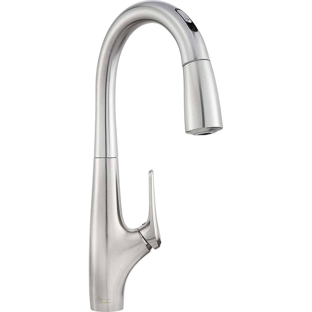 American Standard - Electronic & Sensor Faucets; Type: Sensor ; Style: Modern; Contemporary ; Type of Power: 4 AA Batteries ; Spout Type: High Arc ; Mounting Centers: Single Hole (Inch); Finish/Coating: Stainless Steel - Exact Industrial Supply