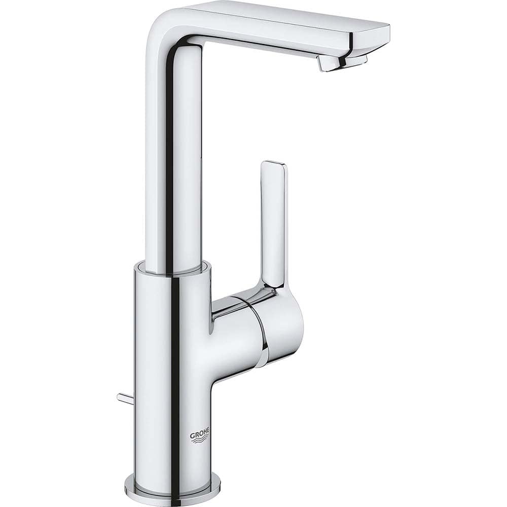 Grohe - Lavatory Faucets; Type: Deck Mount ; Spout Type: High Arc ; Design: Lever ; Handle Type: Lever ; Mounting Centers: Single Hole (Inch); Drain Type: Pop-Up - Exact Industrial Supply
