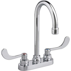 American Standard - Lavatory Faucets; Type: Centerset ; Spout Type: Gooseneck ; Design: Two Handle ; Handle Type: Lever ; Mounting Centers: 4 (Inch); Drain Type: No Drain - Exact Industrial Supply