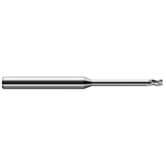 Corner Radius End Mill: 0.062″ Dia, 3/32″ LOC, 0.01″ Radius, 3 Flutes, Solid Carbide 2-1/2″ OAL, 1/8″ Shank Dia, 30 ° Helix, Bright/Uncoated, Corner Radius End