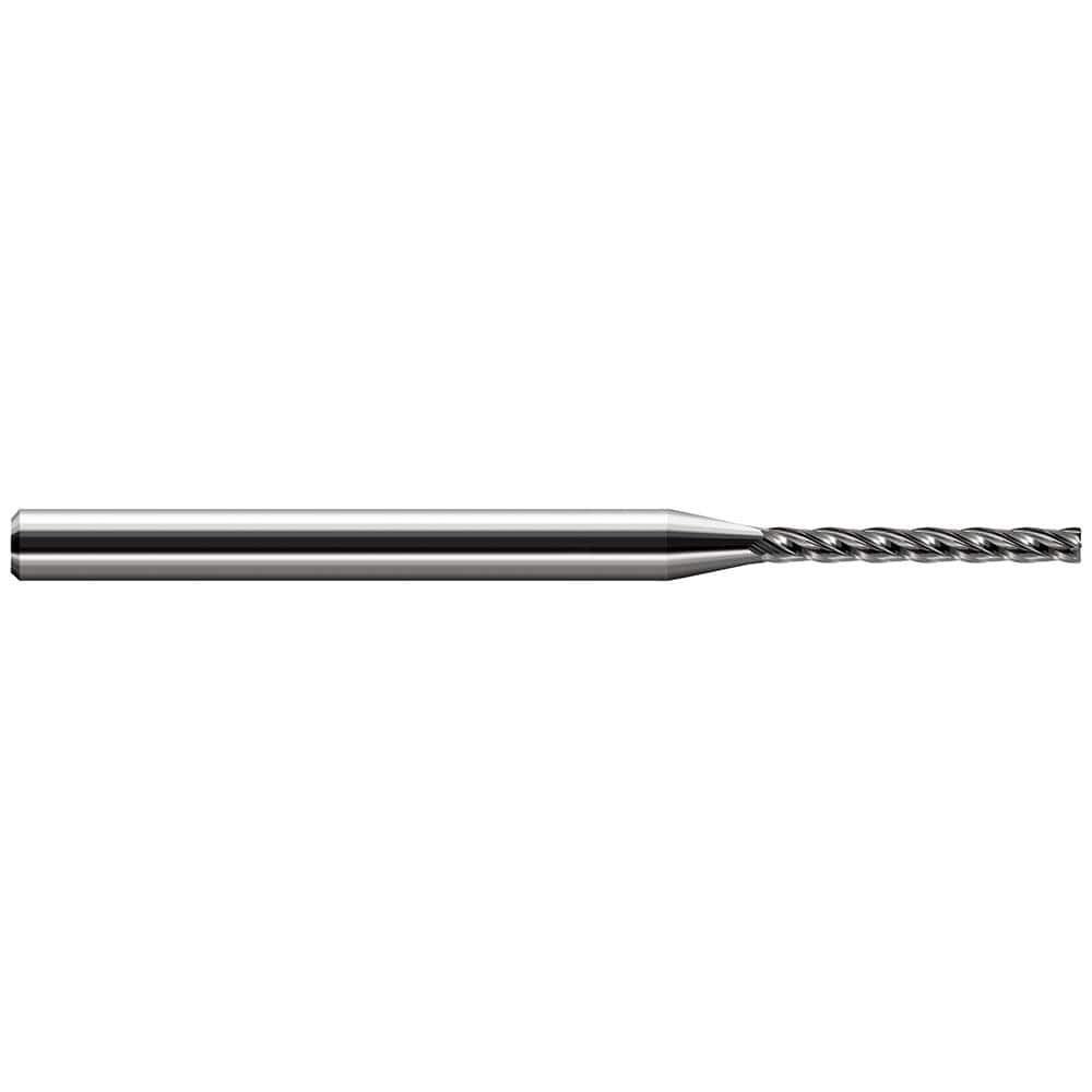 Corner Radius End Mill: 0.118″ Dia, 0.95″ LOC, 0.005″ Radius, 4 Flutes, Solid Carbide 2-1/2″ OAL, 1/8″ Shank Dia, 30 ° Helix, Bright/Uncoated, Corner Radius End