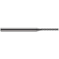 Corner Radius End Mill: 0.05″ Dia, 0.4″ LOC, 0.005″ Radius, 4 Flutes, Solid Carbide 2-1/2″ OAL, 1/8″ Shank Dia, 30 ° Helix, Bright/Uncoated, Corner Radius End