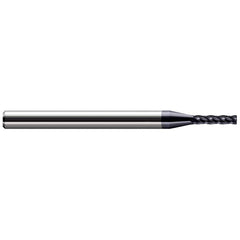 Corner Radius End Mill: 0.078″ Dia, 13/32″ LOC, 1/64″ Radius, 4 Flutes, Solid Carbide 2-1/2″ OAL, 1/8″ Shank Dia, 30 ° Helix, AlTiN Coated, Corner Radius End