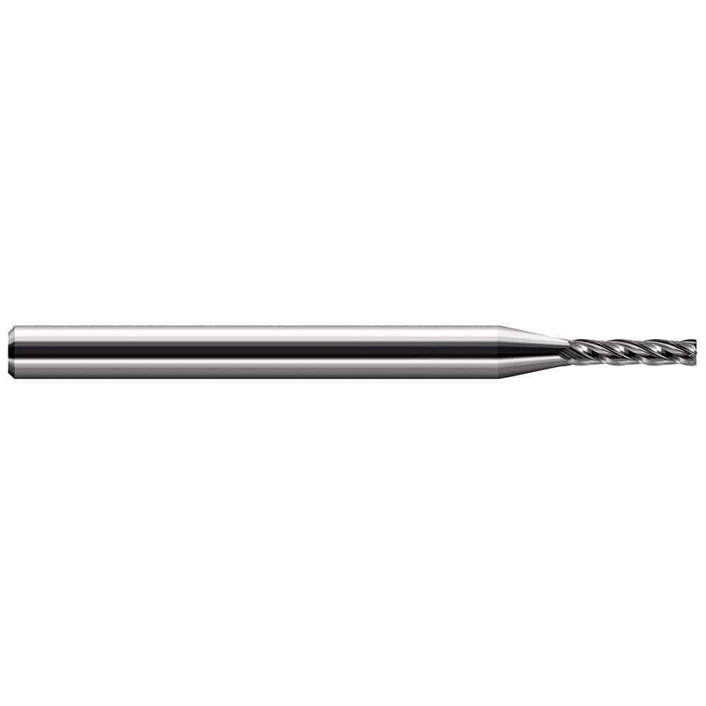 Corner Radius End Mill: 1/8″ Dia, 5/8″ LOC, 0.005″ Radius, 4 Flutes, Solid Carbide 2-1/2″ OAL, 1/8″ Shank Dia, 30 ° Helix, Bright/Uncoated, Corner Radius End