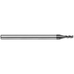 Corner Radius End Mill: 0.078″ Dia, 0.118″ LOC, 0.005″ Radius, 3 Flutes, Solid Carbide 1-1/2″ OAL, 1/8″ Shank Dia, 42 ° Helix, Amorphous Diamond Coated, Corner Radius End