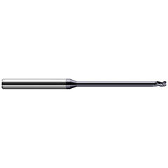 Corner Radius End Mill: 1/8″ Dia, 3/16″ LOC, 0.01″ Radius, 3 Flutes, Solid Carbide 3″ OAL, 1/8″ Shank Dia, 30 ° Helix, AlTiN Coated, Corner Radius End