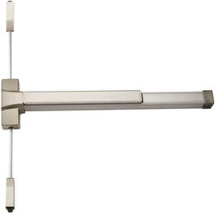 PDQ - Nonhanded, Surface Vertical Rod - Antimicrobial Coated, Satin Stainless Steel Finish, 35 to 48" Door Width, Grade 1 - Industrial Tool & Supply