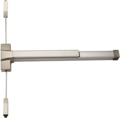 PDQ - Fire Rated, Nonhanded, Surface Vertical Rod - Antimicrobial Coated, Satin Stainless Steel Finish, 27 to 36" Door Width, Grade 1 - Industrial Tool & Supply