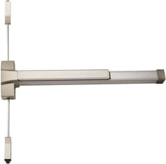 PDQ - Nonhanded, Surface Vertical Rod - Antimicrobial Coated, Satin Stainless Steel Finish, 30 to 36" Door Width, Grade 1 - Industrial Tool & Supply