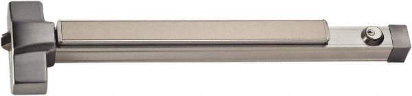 PDQ - 30 to 36" Wide Door Range, Antimicrobial, Satin Stainless Steel Finish Rim Exit Push Bar - Fits 30 to 36" Door - Industrial Tool & Supply