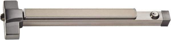 PDQ - 33 to 48" Wide Door Range, Antimicrobial, Satin Stainless Steel Finish Fire Rated Rim Exit Push Bar - Fits 37 to 48" Door - Industrial Tool & Supply