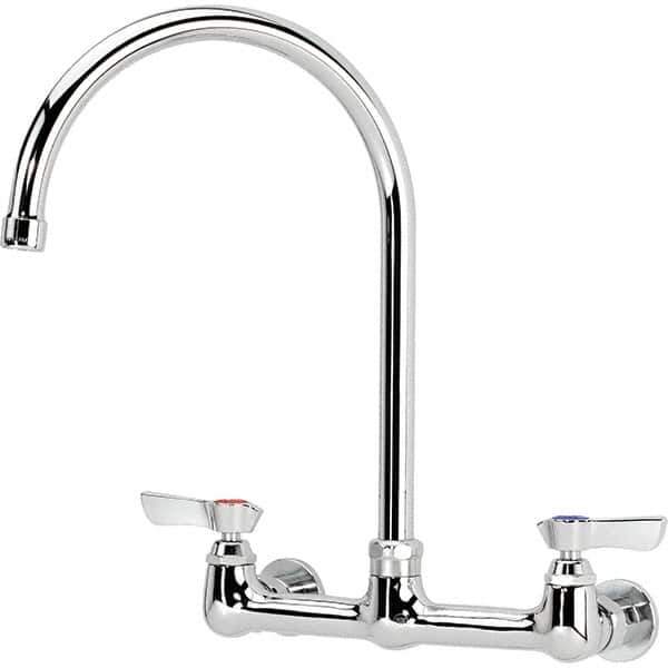 Krowne - Wall Mount, Service Sink Faucet without Spray - Two Handle, Blade Handle, Gooseneck Spout, No Drain - Industrial Tool & Supply