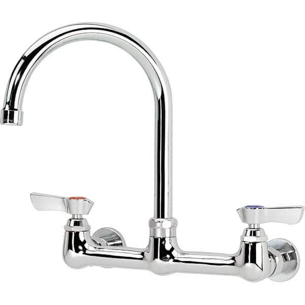 Krowne - Wall Mount, Service Sink Faucet without Spray - Two Handle, Blade Handle, Gooseneck Spout, No Drain - Industrial Tool & Supply