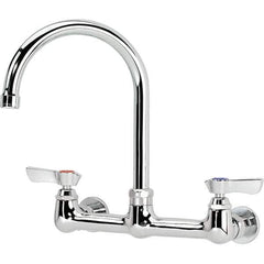 Krowne - Wall Mount, Service Sink Faucet without Spray - Two Handle, Blade Handle, Gooseneck Spout, No Drain - Industrial Tool & Supply